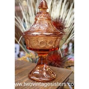 Tiara Indiana Vintage Glass Candy Dish Strawberry Coral Pink